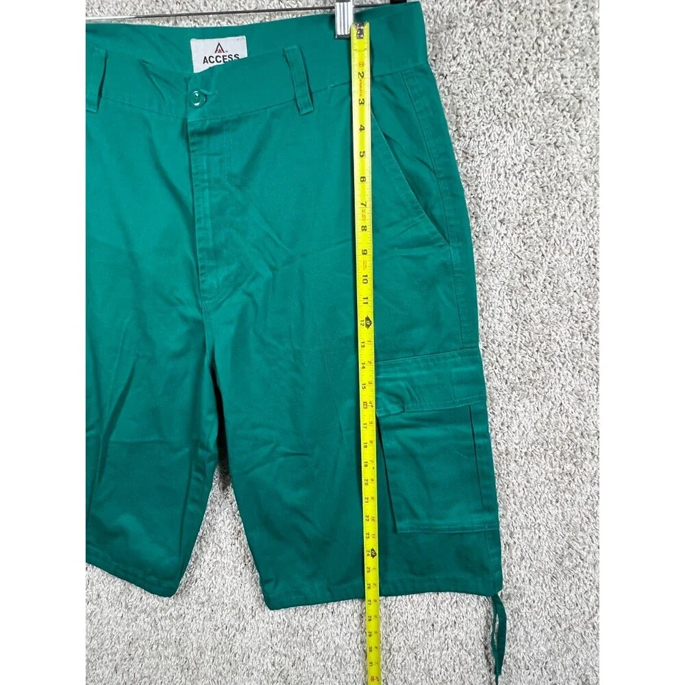 Access Men’s Green Cargo Shorts Casual Utility Pockets Drawstring Hem Size 38 - Picture 6 of 9